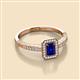 2 - Wanda Desire Emerald Cut 6x4 mm Blue Sapphire and Round Diamond Leaf Engraved Halo Engagement Ring 