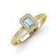 3 - Wanda Desire Emerald Cut 6x4 mm Aquamarine and Round Diamond Leaf Engraved Halo Engagement Ring 