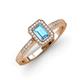 3 - Wanda Desire Emerald Cut 6x4 mm Blue Topaz and Round Diamond Leaf Engraved Halo Engagement Ring 