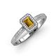 3 - Wanda Desire Emerald Cut 6x4 mm Citrine and Round Diamond Leaf Engraved Halo Engagement Ring 