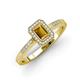 3 - Wanda Desire Emerald Cut 6x4 mm Citrine and Round Diamond Leaf Engraved Halo Engagement Ring 