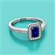 2 - Wanda Desire Emerald Cut 7x5 mm Blue Sapphire and Round Diamond Leaf Engraved Halo Engagement Ring 