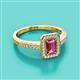 2 - Wanda Desire Emerald Cut 7x5 mm Pink Tourmaline and Round Diamond Leaf Engraved Halo Engagement Ring 