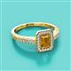 2 - Wanda Desire Emerald Cut 7x5 mm Citrine and Round Diamond Leaf Engraved Halo Engagement Ring 