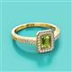 2 - Wanda Desire Emerald Cut 7x5 mm Peridot and Round Diamond Leaf Engraved Halo Engagement Ring 