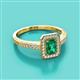 2 - Wanda Desire Emerald Cut 7x5 mm Emerald and Round Diamond Leaf Engraved Halo Engagement Ring 