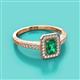2 - Wanda Desire Emerald Cut 7x5 mm Emerald and Round Diamond Leaf Engraved Halo Engagement Ring 