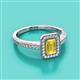 2 - Wanda Desire Emerald Cut 7x5 mm Yellow Sapphire and Round Diamond Leaf Engraved Halo Engagement Ring 