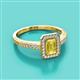 2 - Wanda Desire Emerald Cut 7x5 mm Yellow Sapphire and Round Diamond Leaf Engraved Halo Engagement Ring 