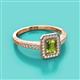 2 - Wanda Desire Emerald Cut 7x5 mm Peridot and Round Diamond Leaf Engraved Halo Engagement Ring 