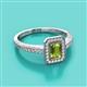 2 - Wanda Desire Emerald Cut 7x5 mm Peridot and Round Diamond Leaf Engraved Halo Engagement Ring 