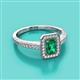 2 - Wanda Desire Emerald Cut 7x5 mm Emerald and Round Diamond Leaf Engraved Halo Engagement Ring 