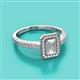 2 - Wanda Desire Emerald Cut 7x5 mm White Sapphire and Round Diamond Leaf Engraved Halo Engagement Ring 