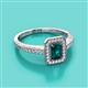 2 - Wanda Desire Emerald Cut 7x5 mm London Blue Topaz and Round Diamond Leaf Engraved Halo Engagement Ring 