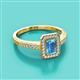 2 - Wanda Desire Emerald Cut 7x5 mm Blue Topaz and Round Diamond Leaf Engraved Halo Engagement Ring 