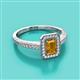 2 - Wanda Desire Emerald Cut 7x5 mm Citrine and Round Diamond Leaf Engraved Halo Engagement Ring 