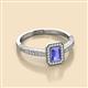 2 - Wanda Desire Emerald Cut 6x4 mm Tanzanite and Round Diamond Leaf Engraved Halo Engagement Ring 