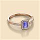 2 - Wanda Desire Emerald Cut 6x4 mm Tanzanite and Round Diamond Leaf Engraved Halo Engagement Ring 