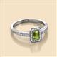 2 - Wanda Desire Emerald Cut 6x4 mm Peridot and Round Diamond Leaf Engraved Halo Engagement Ring 