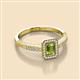 2 - Wanda Desire Emerald Cut 6x4 mm Peridot and Round Diamond Leaf Engraved Halo Engagement Ring 