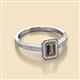 2 - Wanda Desire Emerald Cut 6x4 mm Smoky Quartz and Round Diamond Leaf Engraved Halo Engagement Ring 