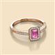 2 - Wanda Desire Emerald Cut 6x4 mm Pink Sapphire and Round Diamond Leaf Engraved Halo Engagement Ring 