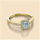 2 - Wanda Desire Emerald Cut 6x4 mm Aquamarine and Round Diamond Leaf Engraved Halo Engagement Ring 