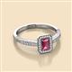 2 - Wanda Desire Emerald Cut 6x4 mm Pink Tourmaline and Round Diamond Leaf Engraved Halo Engagement Ring 