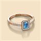 2 - Wanda Desire Emerald Cut 6x4 mm Blue Topaz and Round Diamond Leaf Engraved Halo Engagement Ring 