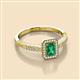 2 - Wanda Desire Emerald Cut 6x4 mm Emerald and Round Diamond Leaf Engraved Halo Engagement Ring 