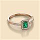 2 - Wanda Desire Emerald Cut 6x4 mm Emerald and Round Diamond Leaf Engraved Halo Engagement Ring 