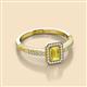 2 - Wanda Desire Emerald Cut 6x4 mm Yellow Sapphire and Round Diamond Leaf Engraved Halo Engagement Ring 