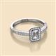 2 - Wanda Desire Emerald Cut 6x4 mm Lab Grown Diamond and Round Diamond Leaf Engraved Halo Engagement Ring 