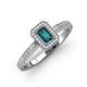 3 - Wanda Desire Emerald Cut 6x4 mm London Blue Topaz and Round Diamond Leaf Engraved Halo Engagement Ring 
