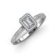 3 - Wanda Desire Emerald Cut 6x4 mm Diamond and Round Diamond Leaf Engraved Halo Engagement Ring 