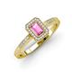 3 - Wanda Desire Emerald Cut 6x4 mm Pink Sapphire and Round Diamond Leaf Engraved Halo Engagement Ring 