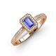 3 - Wanda Desire Emerald Cut 6x4 mm Tanzanite and Round Diamond Leaf Engraved Halo Engagement Ring 