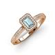3 - Wanda Desire Emerald Cut 6x4 mm Aquamarine and Round Diamond Leaf Engraved Halo Engagement Ring 