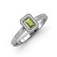 3 - Wanda Desire Emerald Cut 6x4 mm Peridot and Round Diamond Leaf Engraved Halo Engagement Ring 