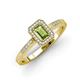 3 - Wanda Desire Emerald Cut 6x4 mm Peridot and Round Diamond Leaf Engraved Halo Engagement Ring 