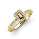 3 - Wanda Desire Emerald Cut 6x4 mm Smoky Quartz and Round Diamond Leaf Engraved Halo Engagement Ring 