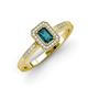 3 - Wanda Desire Emerald Cut 6x4 mm London Blue Topaz and Round Diamond Leaf Engraved Halo Engagement Ring 
