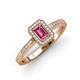 3 - Wanda Desire Emerald Cut 6x4 mm Pink Tourmaline and Round Diamond Leaf Engraved Halo Engagement Ring 