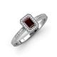 3 - Wanda Desire Emerald Cut 6x4 mm Red Garnet and Round Diamond Leaf Engraved Halo Engagement Ring 