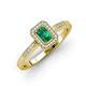 3 - Wanda Desire Emerald Cut 6x4 mm Emerald and Round Diamond Leaf Engraved Halo Engagement Ring 