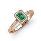 3 - Wanda Desire Emerald Cut 6x4 mm Emerald and Round Diamond Leaf Engraved Halo Engagement Ring 