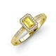 3 - Wanda Desire Emerald Cut 6x4 mm Yellow Sapphire and Round Diamond Leaf Engraved Halo Engagement Ring 