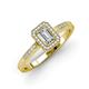 3 - Wanda Desire Emerald Cut 6x4 mm Lab Grown Diamond and Round Diamond Leaf Engraved Halo Engagement Ring 
