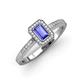 3 - Wanda Desire Emerald Cut 6x4 mm Tanzanite and Round Diamond Leaf Engraved Halo Engagement Ring 