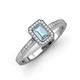 3 - Wanda Desire Emerald Cut 6x4 mm Aquamarine and Round Diamond Leaf Engraved Halo Engagement Ring 